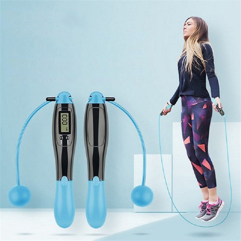 室内健身运动电子计数学生训练中考专用卡路里计数跳绳无绳两用款浅
