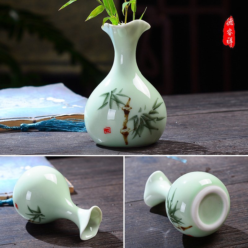 景德镇陶瓷摆件迷你陶瓷手绘小花瓶迷你小花瓶小清新手绘插花瓷器j款