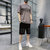 卡郎琪 男士短袖t恤夏季2020新款潮流一套搭配休闲运动套装宽松帅气衣服五分裤短裤(KXP-T212S205深灰 XXL)第3张高清大图
