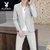 西服套装男士青年两件套纯色薄款西装外套韩版潮流成熟发型师一套  KLGG2201衣服+裤子(PB-KLGG2201衣服 裤子黑色 3XL)第3张高清大图