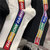 韩国女袜ggorangnae东大门袜子彩色竖条拼接彩虹字母中筒运动棉袜(黑色竖条 均码)第4张高清大图