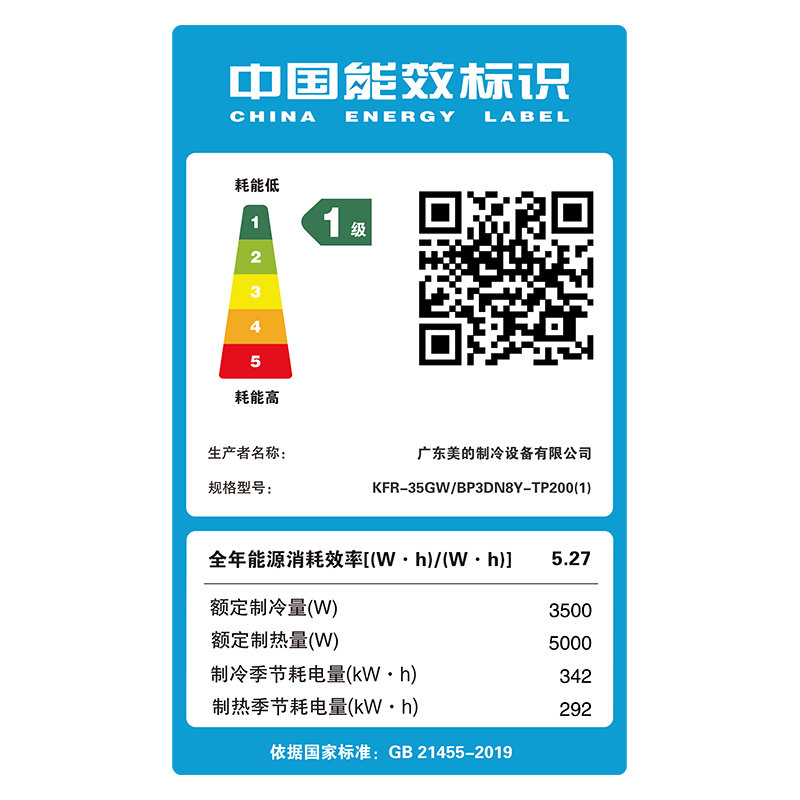 美的大1.5匹空调一级变频睿行挂机kfr-35gw/bp3dn8y-tp200(1)
