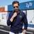 CINESSD 2020秋冬季新款轻商务纯棉男士POLO衫纯色长袖刺绣T恤男(蓝色 XL)第5张高清大图