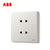 ABB开关插座面板无框轩致系列雅典白墙壁86型插座面板二位四孔插座AF212第2张高清大图