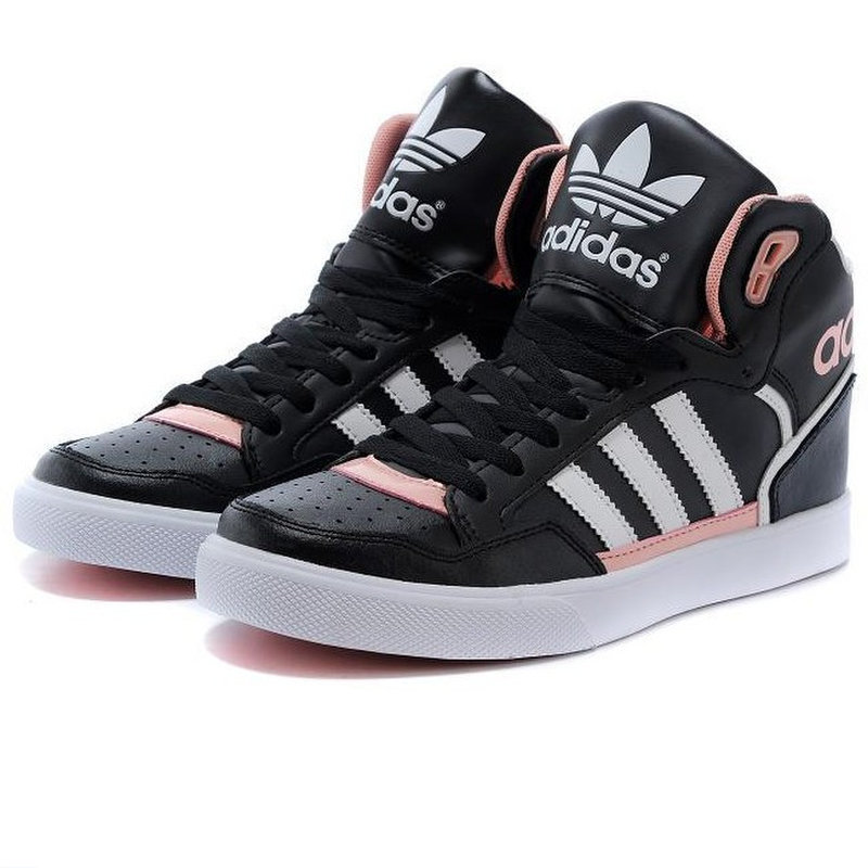 阿迪达斯女鞋高帮 新款 adidas三叶草板鞋李宇春运动休闲鞋(d65377黑