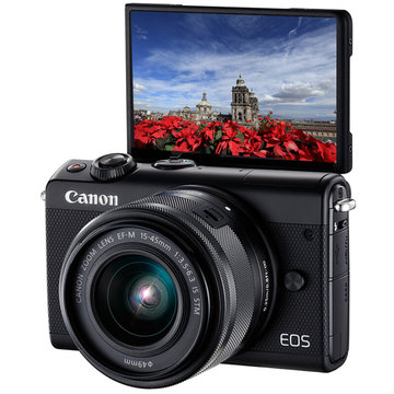 佳能(Canon) EOS M100（EF-M 15-45mm f/3.5-6.3 IS STM）数码套装黑 时尚设计 无线分享 轻松拍摄