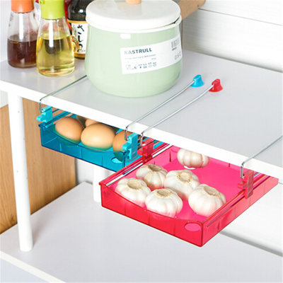 有乐 创意厨房用品抽动式置物盒 收纳盒 冰箱保鲜隔板层多用收纳架（大号）zw608(白色)