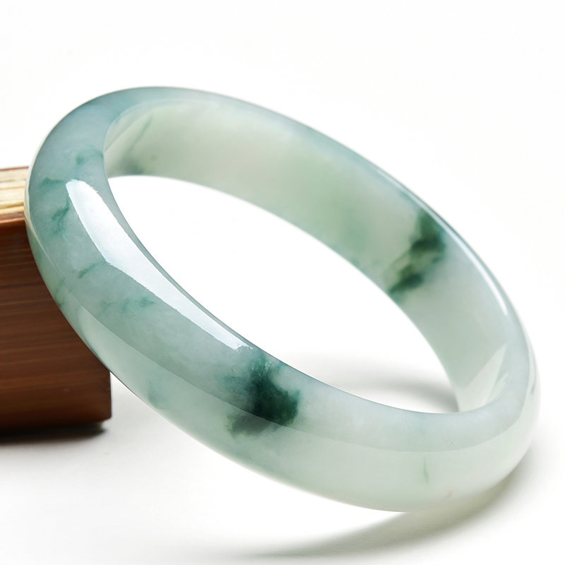 0飘花翡翠手镯玉手镯玉器手镯玉石a货玉镯子