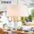 汉斯威诺纯铜美式乡村客厅餐厅书房卧室玻璃灯罩灯具欧式全铜吊灯HS707008(4头(带光源))第2张高清大图