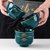 北欧碗碟套装家用描金陶瓷碗盘碗筷餐具套装碗家用2021新款乔迁(描金-孔雀绿4.5英寸饭碗8个装)第5张高清大图