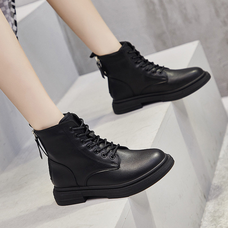 ins潮马丁靴2021秋季新款百搭英伦学生短靴女街拍显瘦靴子8610单黑色