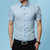 传奇保罗格子衬衫男士夏季衬衫短袖休闲时尚商务青年韩版潮流衬衣（M-5XL）DCZ2305(天蓝色 XXL)第5张高清大图