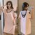 SUNTEK2022年新款睡裙女夏季莫代尔棉短袖中长裙薄款舒适小性感露背睡衣(W0639粉色)第2张高清大图