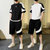 卡狮品 上衣裤子两件套夏季男装短袖T恤运动休闲潮流时尚印花ch套装015(白色 L)第2张高清大图