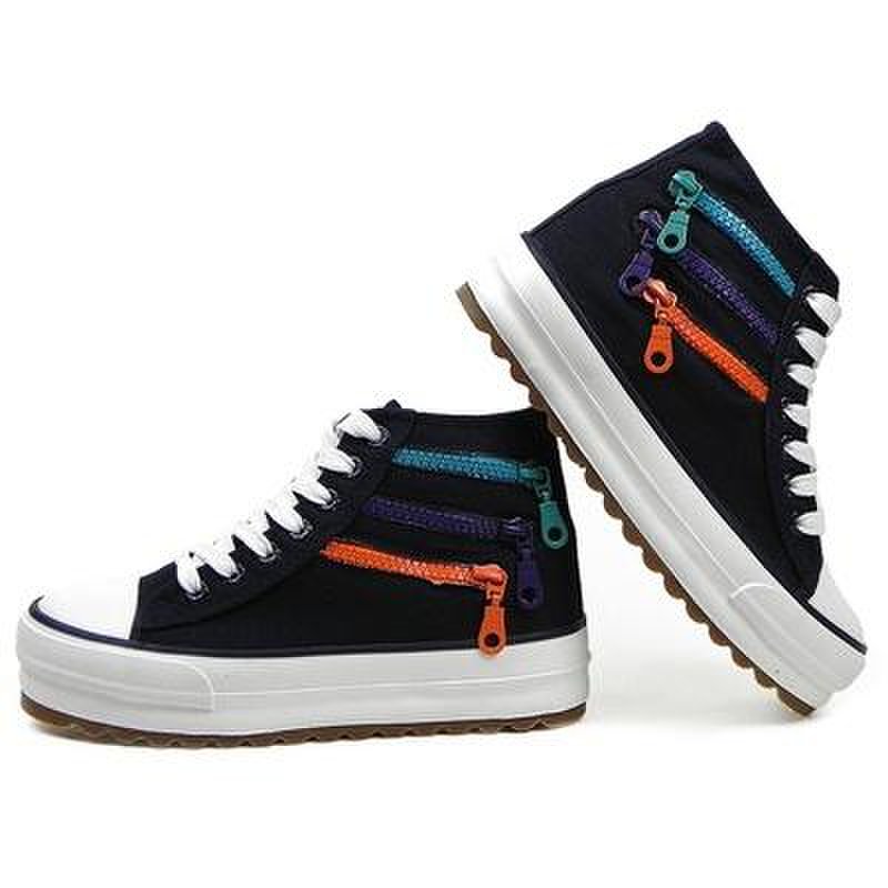 回力*韩版潮流女式魔幻拉链时尚休闲帆布松糕鞋 wxy-422t(蓝色 35)