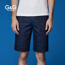 G&G2017新品夏季潮流迷彩男装休闲短裤直筒五分裤运动裤男士短裤(深蓝色 38)