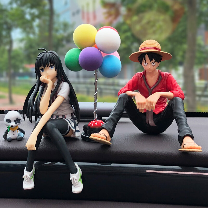 新款车内饰品路飞中控台雪乃装饰女神款车载用品红路飞雪乃灰白气球