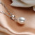 漂亮百合925银天然淡水珍珠吊坠单颗水滴形珍珠坠子 简雅锁骨链(白色)第4张高清大图