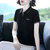 纯棉短袖t恤女夏季2022年新款宽松女装洋气减龄高品质带领polo衫(黑色 M)第3张高清大图
