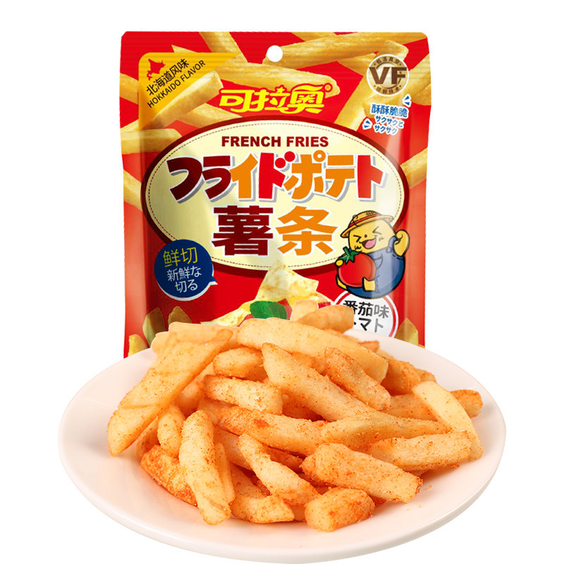 可拉奥土豆条薯条番茄味100g3袋网红办公休闲食品儿童零食点心
