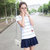 莉菲姿 少女夏装韩版新款休闲运动套装短袖学生夏季两件套短裙(白色 S)第5张高清大图