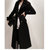 2016秋冬季新品女士西装领长毛呢外套修身通勤羊毛尼大衣长款风衣纯色(黑色)第2张高清大图
