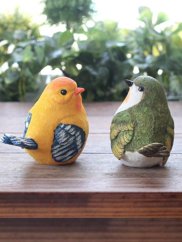 创意户外花园园艺庭院阳台家居摆设酒柜装饰品树脂仿真小鸟摆件墨绿色