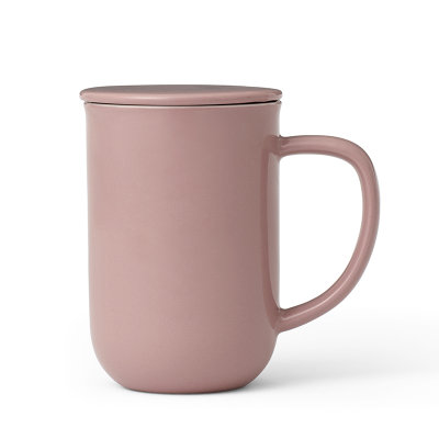 丹麦VIVA 极简带不锈钢滤网平衡带把陶瓷茶杯泡茶杯500ml 真快乐厨空间(深玫瑰)