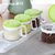 茶花塑料厨房用品欧式调味罐4组套装调料盒送架勺盐罐瓶家用(6017绿)第5张高清大图
