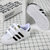 Adidas阿迪达斯三叶草童鞋 新款时尚三条纹运动鞋耐磨舒适贝壳头板鞋休闲鞋EF4842(白色 26.5)第2张高清大图