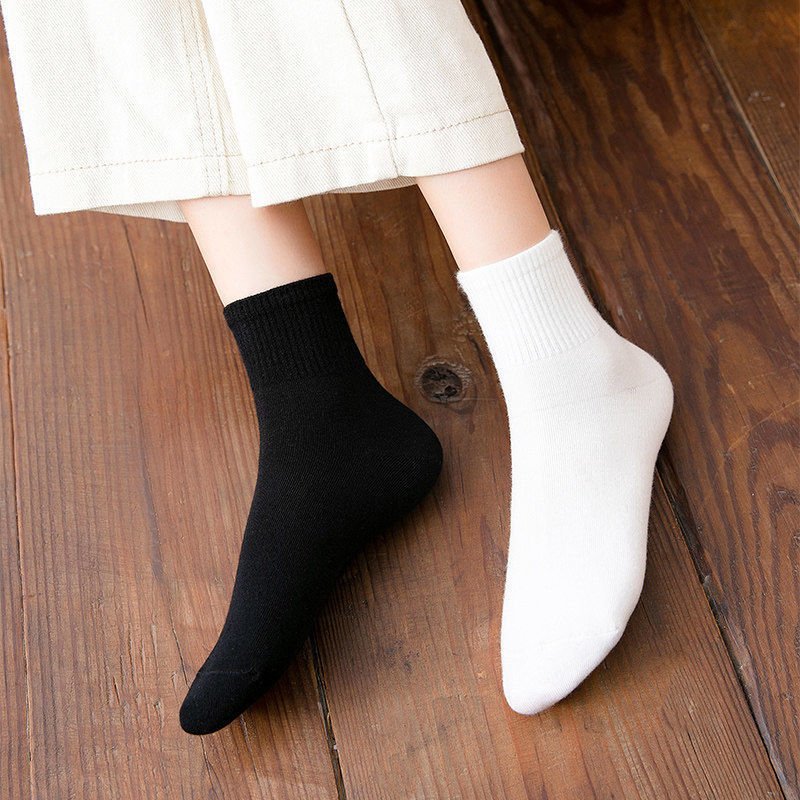 suntek白色袜子女韩版中筒袜学生运动棉袜ins潮流男情侣短筒日系情侣