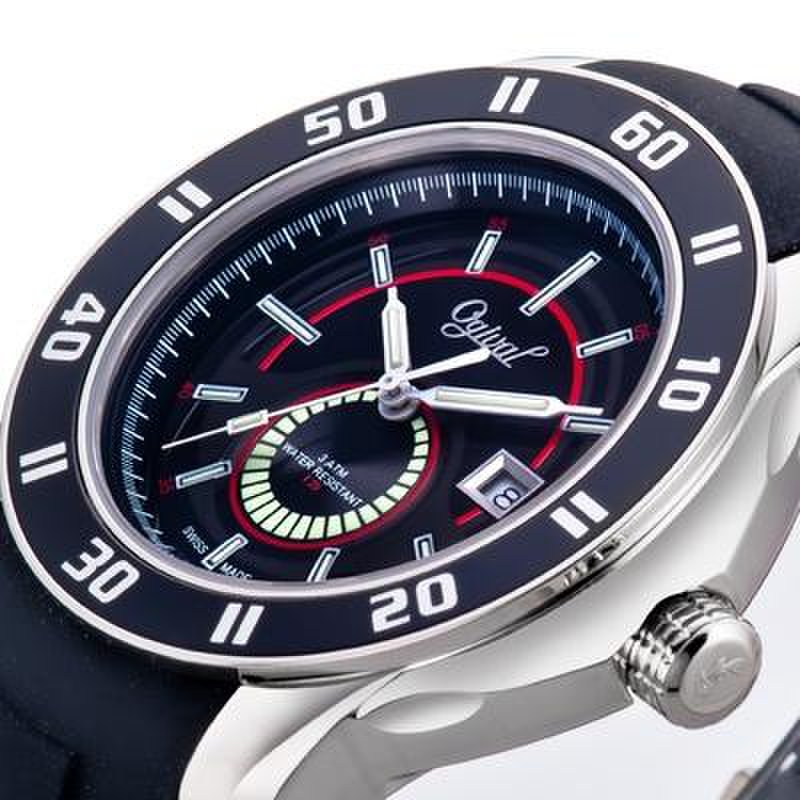 爱其华ogival 夜鹰系列氚气夜光男士腕表 运动款黑面