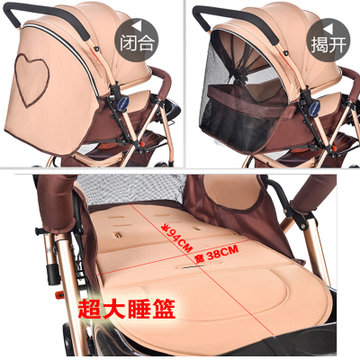 智儿乐双向推行婴儿车可坐可躺轻便折叠婴儿推车儿童四轮伞车宝宝bb手推婴儿车(新美）(卡其色)