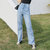 MISS LISA阔腿裤高腰牛仔裤弹性柔软薄料款透气裤子YR162(天蓝色 L)第2张高清大图