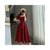 法式裙子连衣裙女2021夏装新款气质方领过膝中长款款赫本风小黑裙(长款红色 XL)第2张高清大图