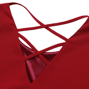 韩都衣舍17夏装新款韩版女装镂空露背装荷叶边雪纺连衣裙MR6651(红色 XS)