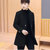 2018新款韩版风衣男士呢子中长款外套秋冬季修身大衣厚款(850绿色加棉加厚 3XL)第2张高清大图