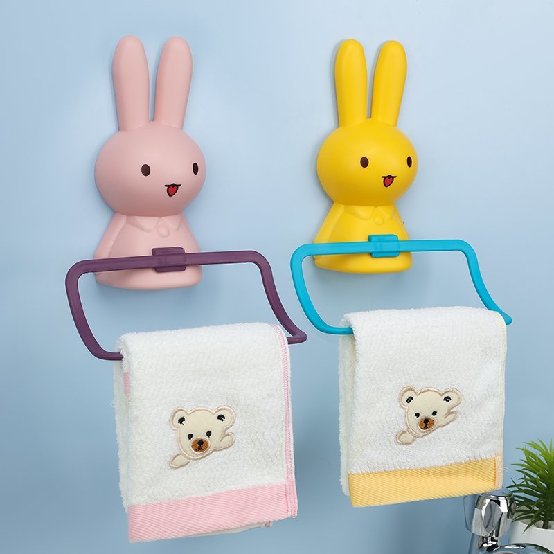 儿童毛巾架免打孔卫生间浴室卡通可爱宝宝洗脸挂晾挂钩杆置物架子漱口