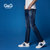 G&G男装新品春季做旧划烂男士牛仔裤蓝色小脚牛仔裤修身牛仔男裤(蓝色 31)第3张高清大图