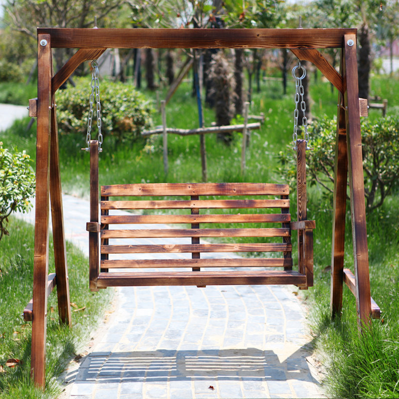 亿宸贵苏秋千 双人实木秋千休闲庭院户外摇椅儿童阳台防腐木吊椅(秋千