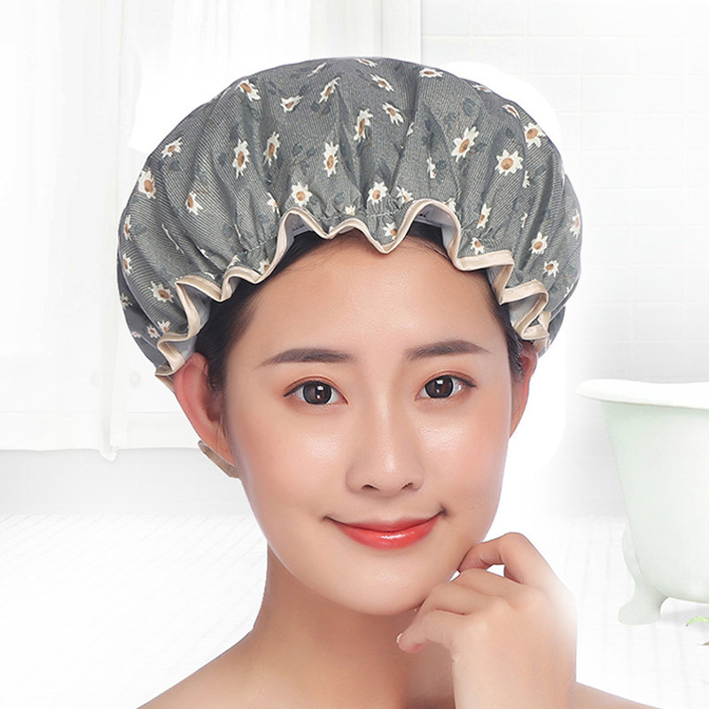 浴帽女家用双层加厚防水洗澡淋浴沐浴帽发帽头套帽厨房防油烟帽子单层