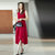 MISS LISA韩版时尚气质中长款连衣裙女式修身显瘦打底裙YS3323(红色 XXL)第4张高清大图