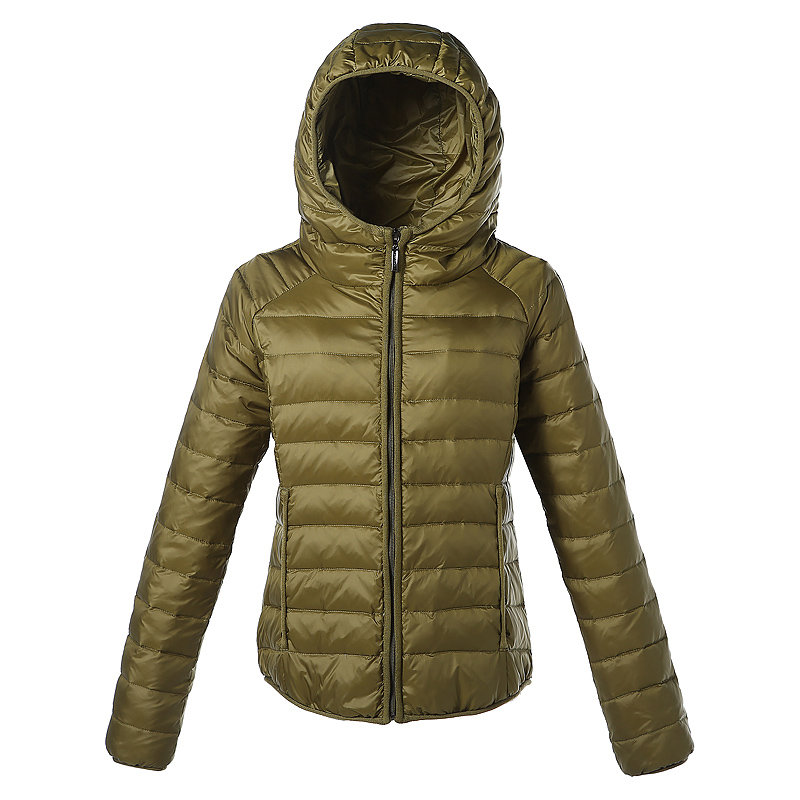 凯德申 女士针织包边连帽短款秋羽绒 修身轻薄羽绒服 q-08(军绿色 170