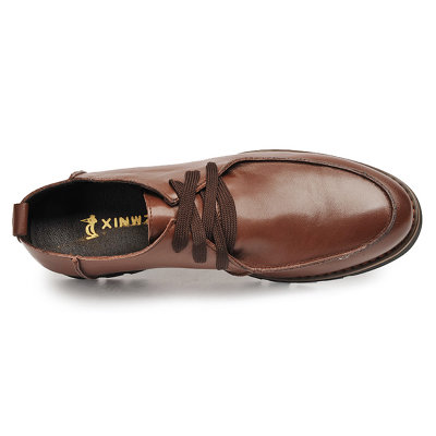 小鸟王子 英伦真皮休闲皮鞋系带防滑男士商务休闲鞋72703-1(棕色 39)