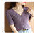【新款】100%纯棉v领抽条针织开衫短袖(紫色 M)第5张高清大图