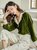 MISS LISA春季女装港风压褶丝绒宽松衬衣西装领撞色长袖衬衫10099(绿色 M)第4张高清大图