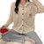 SUNTEK2022年新款睡衣女春秋长袖开衫两件套款韩版纯色薄款家居服套装(LXE-580#粉千格鸟)第5张高清大图