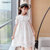 CaldiceKris（中国CK）白色蕾丝领口珍珠连衣裙CK-FS3626(白色 150)第3张高清大图