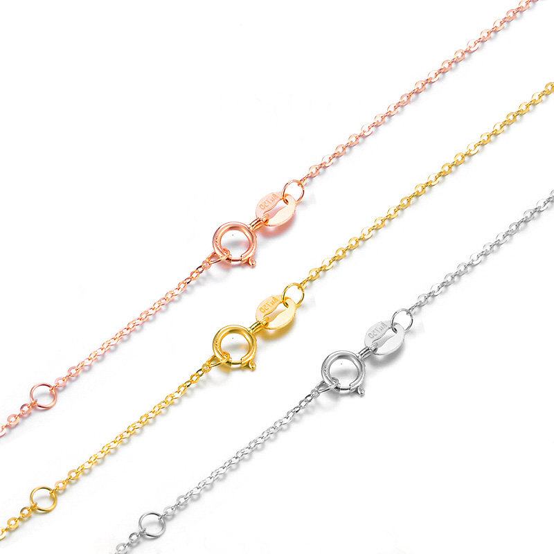 阿玛莎18k金项链女o字链黄金素链玫瑰金彩金项链k金白金au750可调节