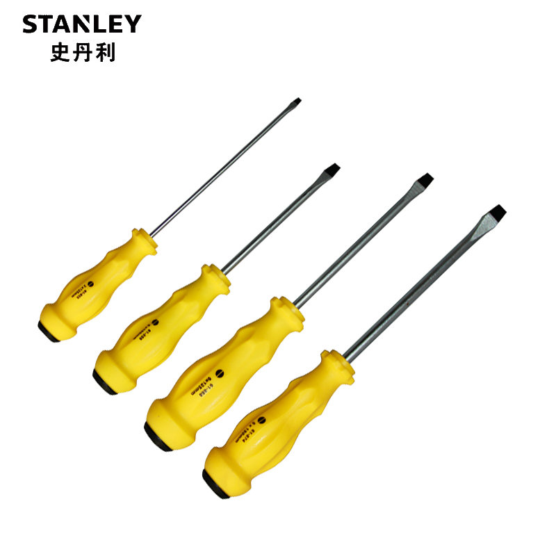 美国史丹利一字螺丝刀 加硬平口螺丝批家用塑柄起子磁性3/5/6mm(3mmx